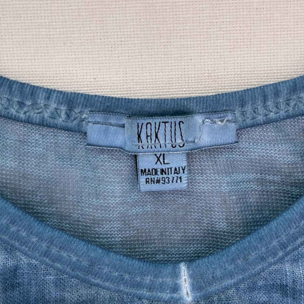 Kaktus Linen Top Women XL Blue Coastal Euro Summer Italy Minimalist Boho - Picture 2 of 8